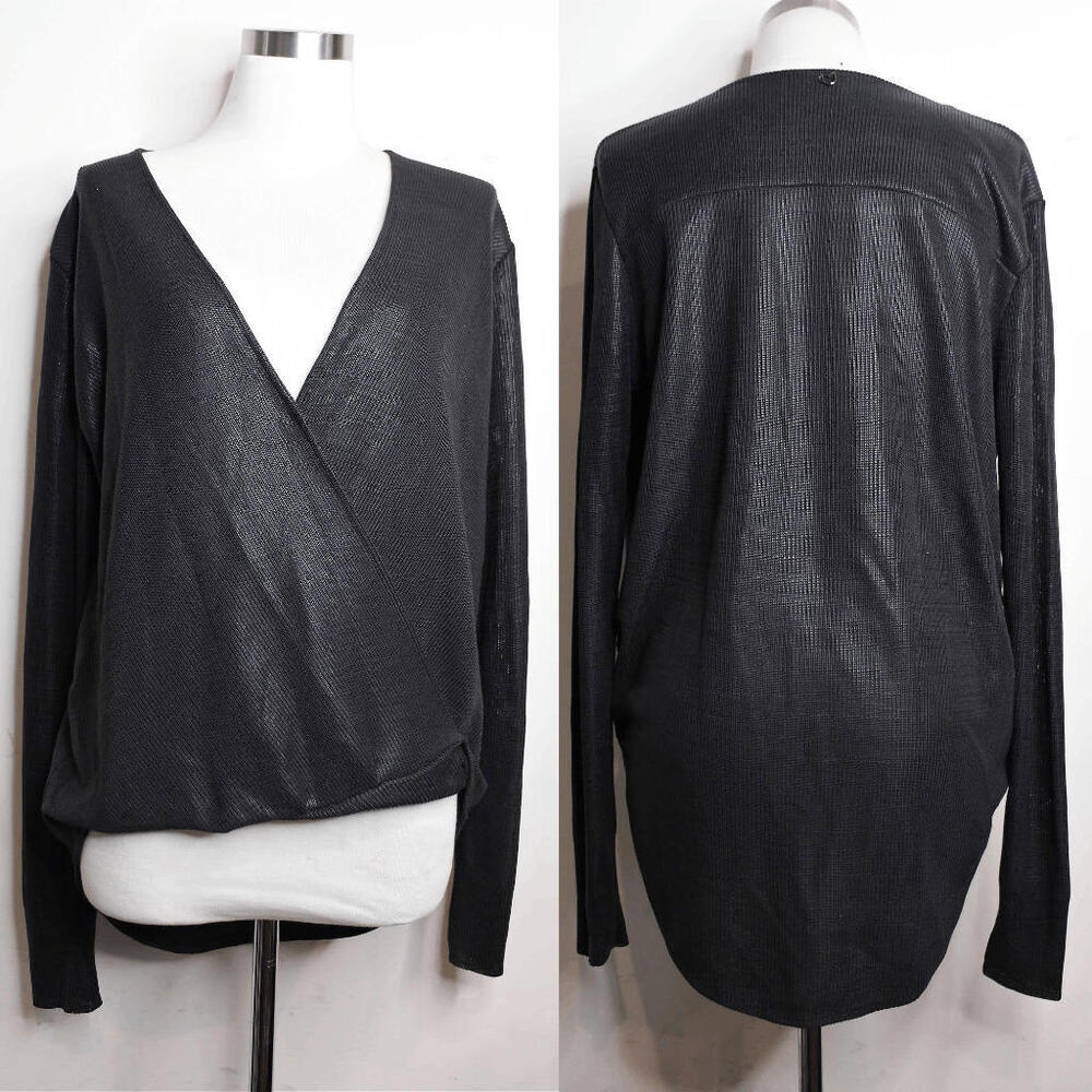 Rosa Cha Black Wax Knit Sweater Blouse - Large